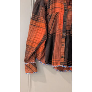 Women's BDG Orange Brown Plaid Button Down Shirt SP